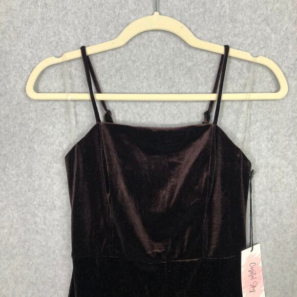 Y2K‎ 90s Crystal Sky Dress Small Brown Velvet Velour Whimsigoth Feminine Witchy - Picture 2 of 10